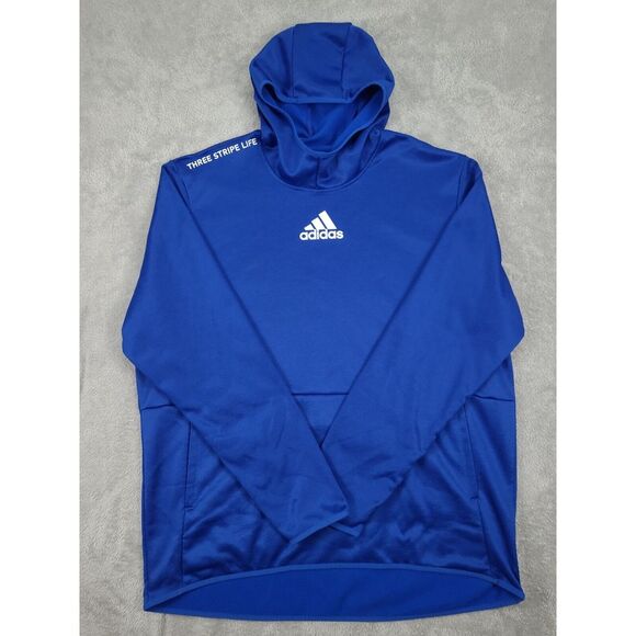 Adidas‎ Men's Blue Team Issue Pullover Hoodie Sweatshirt Sz 2XT Clima Warm - Picture 1 of 14